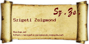 Szigeti Zsigmond névjegykártya